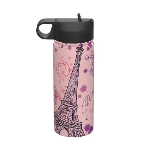 エッフェル塔 水筒 真空断熱ケータイマグ 500ml-600ml ステンレスボトル 車用 直飲み 保温 保冷 フタ付きコーヒーカップ アウトドア 車のネイブに最適 スポーツタイプ ステンレスクールボトル 軽量 隔? 水筒 男の子 女の子