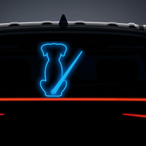 Iprokiu Reflektierender Hunde-Heckscheibenwischer-Aufkleber, wasserdicht, reflektierender Welpe, beweglicher Schwanz, winkender Wischer-Aufkleber für SUV, Auto-Dekor (blau)