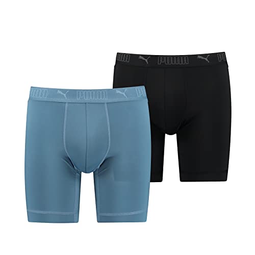 PUMA Boxer Long en Microfibre, Blue Lagoon Combo, L Homme