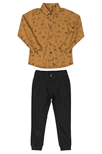 Conjunto Camisa em Meia Malha e Calça Meninos Up Baby, Marrom, 04