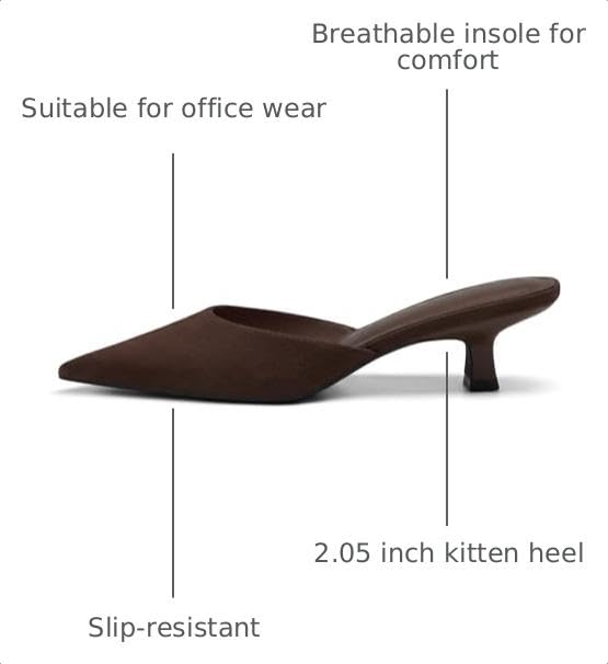 Image of Coutgo Womens Kitten Low Heels Mules Closed Pointed Toe Pumps Slip On Backless Dress Shoes