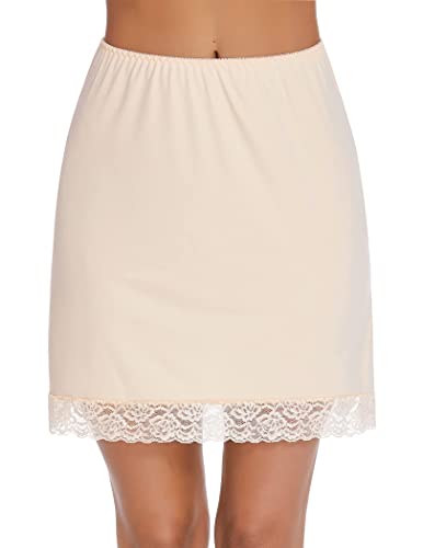 Avidlove Jupette pour femme avec taille réglable à mi-chemin avec ourlet en dentelle court, genou à mi-glissement, Couleur, S Cover