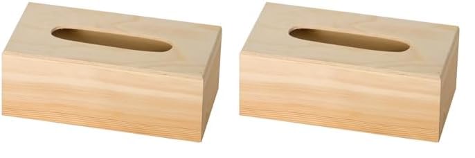 Artemio VIMOU Boîte à Mouchoirs avec Fond, Bois, Beige, 25 x 13 x 9 cm (Lot de 2)