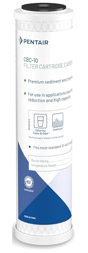 Pentek (6.4cm X 25cm) - Pentair CBC-10 Carbon Water Filter, 25cm, Under Sink Carbon Block Replacement Cartridge with Bonded Powdered Activated Carbon (PAC) Filter, 25cm x 6.4cm, 0.5 Micron