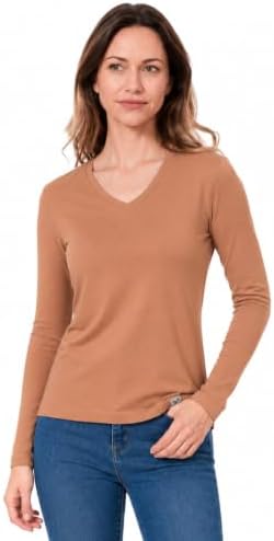 MERINNOVATION Tan Size XXL - Merino Wool Base Layer Women - 100% Merino Wool V-Neck Tops