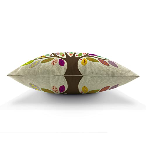 Yakuna Color Tree Throw Pillow Covers Harmony Life Gorgeous Bird Branch Pillowcases Soft Cushion Case Decorations For Sofa Couch Bed Chair 18"X 18" #TOP4