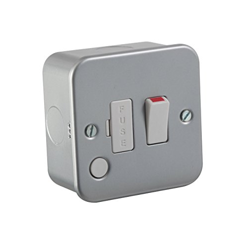 Knightsbridge M6300F Metal Clad 13A Switched Fused Spur Unit with Flex Outlet 230 V, Silver