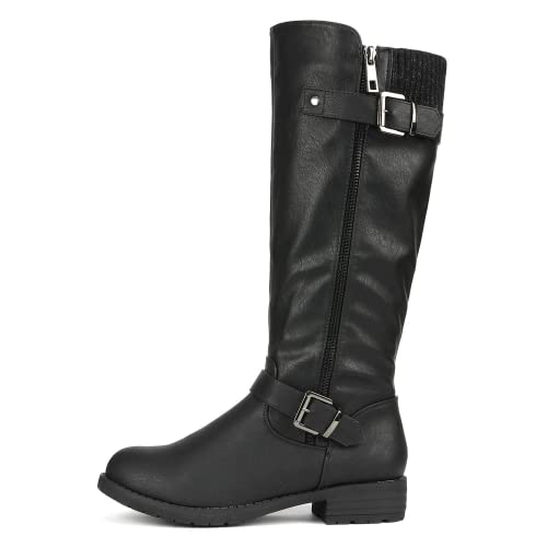 DREAM PAIRS Women's Knee High Boots Comfortable Riding Boots Side Zipper Fall Boots with Buckle2