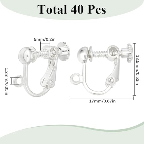 SUNNYCLUE 40PCS Silver Brass Screw Back Earring Converter Clip Backs Non-Pierced Earring Component Set - Image 2