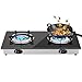 Hornillo de gas,Camping Gas de 2 Fuegos para Exterio,Superficie De Cristal Templado,Cocina de gas portátil con encendido automático