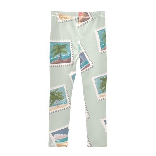 Girls Leggings Vintage Summer Post Card Stamp Toddler Girls Clothes Leggings for Girls Toddler Girls Leggings 3-4T2