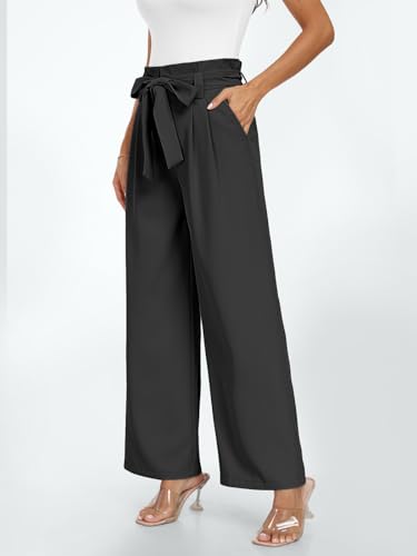 LILLUSORY Wide Leg Dress Pants Women's Paperbag High Waisted Business Casual Trousers with Removable Belt4