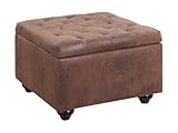 Vente-unique - Pouf avec Coffre en Microfibre vieillie LOMAI - Marron