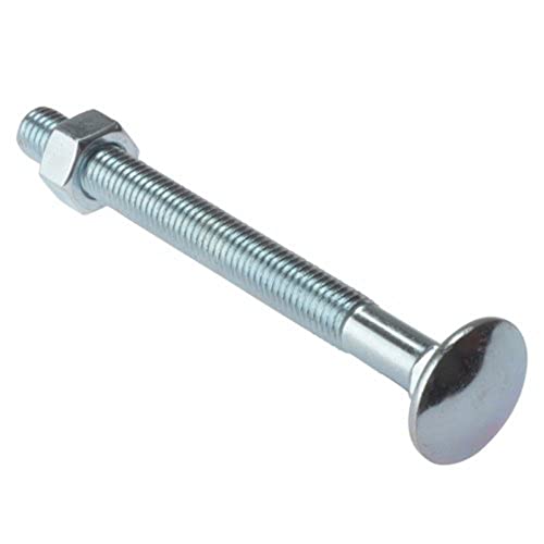 Image of Merriway BH05112 (10 Pcs) Carriage Bolts with Nuts, M6 x 65 mm (1 /4 Inch x 2.5 /8 Inch), Zinc Plated - Pack of 10 Pieces