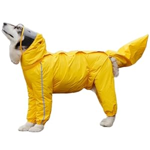 Outdoor Pet Waterproof Glisten Full Body Four-Leg Raincoat Doggie Hooded Rain Gear Jumpsuit for Small Medium Large Dog A-Yellow for Girl 9XL