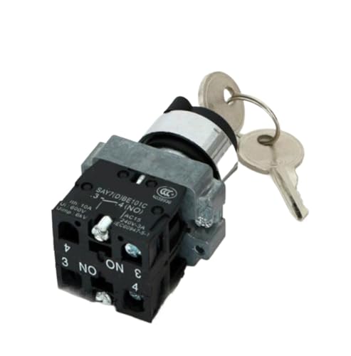 Sélecteur à clé XB2 BG53 avec 3 positions et bouton-poussoir 2NO