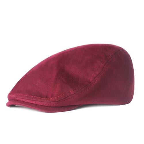 ikasus Men's Cotton Flat Ivy Gatsby Newsboy Driving Hat Cap Hunting Driving Beret Wine Red