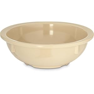 Carlisle FoodService Products Kingline Reusable Plastic Bowl Nappie Bowl for Home and Restaurant, Melamine, 10 Ounces, Tan, (Pack of 48)