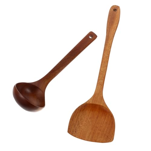 Cabilock 木製ノンスティックスプーンおたま スパチュラ 高耐熱調理用 台所用調理器具 軽量滑り止め設計 炒め物や煮込みに