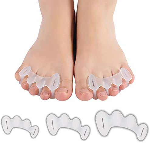 COOLWAVE Toe Separators Toe Spacers for Feet Men and Women for Toe Spreader Toe Straightener for Hammer Toes, Bunions, Plantar Fasciitis, Hallux Valgus (1 Pair) (Medium) White