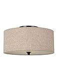 Sea Gull Lighting 75952-710 Flush Mount with Beige Linen Fabric Shades, Burnt Sienna Finish