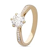 Beydodo Anillo de mujer de oro blanco 750, alianzas de boda para mujer, 4 puentes, engaste con diamante cultivado en laboratorio, 0,3 quilates de 1 ct, anillos de compromiso, anillos de tiempo alto