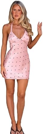 Tiger Mist Womens Cincie Satin Halter Mini Dress with Triangle Bust