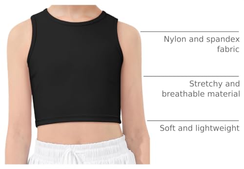 Image of HASMES Girls Athletic Tank Tops Sleeveless Basic Dance Crop Tops for Kids