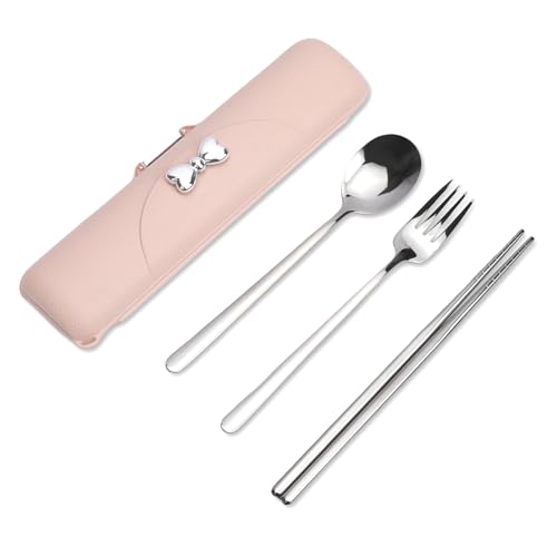 QLFJ-FurDec Reusable Travel Utensils with Case, Portable Cutlery for Work