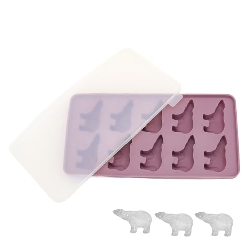 Bandejas para cubitos de hielo para congelador, osito polar, 10 cavidades, molde de silicona con tapa, accesorios ideales para whisky, café, cócteles y dulces para bebidas y