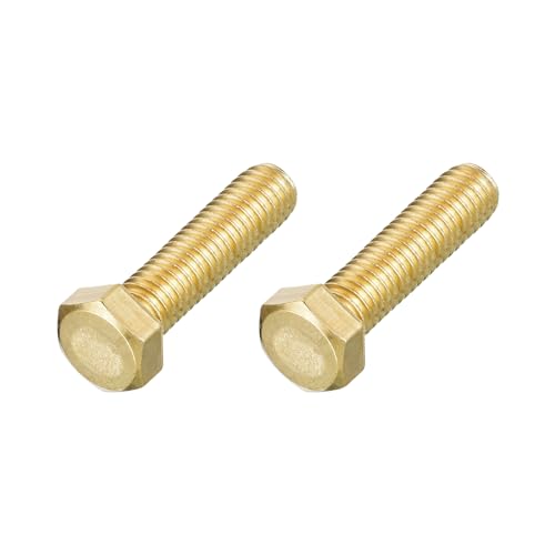 Image of METALLIXITY Hex Head Screw Bolt (3 /8-16x1-1 /2) 2Pcs, Brass Fully Threaded Solid Brass Hex Bolts Machine Screws - for Machinery Repair