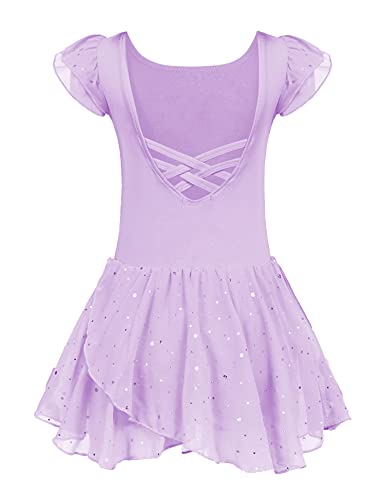 Image of Arshiner Girls Ruffle Sleeve Ballet Dance Dress Tutu Skirted Leotard