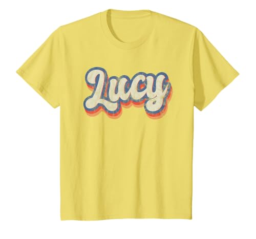 Lucy Personalized Name Shirt Custom Lettering 70's T-Shirt, Youth, Lemon Yellow, 4T