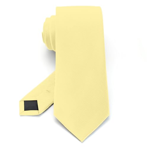 Junmaxroad Cravate homme formelle 3,15 po noir jaune clair moyen