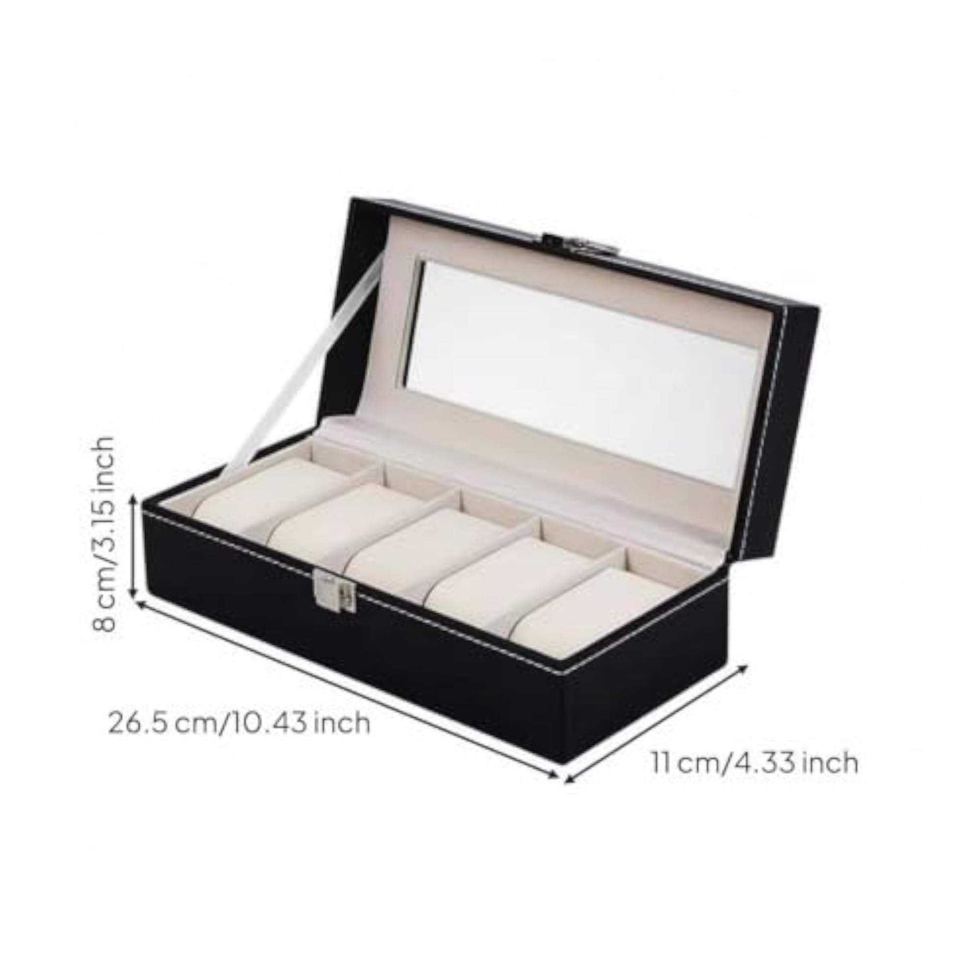 Multi-Compartment Watch Holder with Clear View Lid, Storage Box