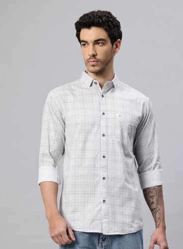 Image of Majestic Man Comfort Slim Fit Pure Cotton Checked Casual Shirt