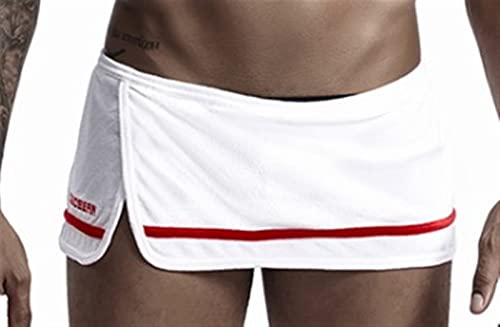Sweat Pants Men's Corduroy Shorts Man Velvet Vintage Shorts Skirt Men’s Towel Shorts Bathing Wear Home Sexy Pajama Short (Color : White, Size : XX-Large)