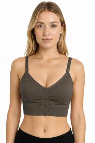 Image of Women's Maternity Nursing Bra, Front Open with Button Closure, Wirefree Padded, Seamless Inner, with Tube Bra,Pack of 1 (Free Size 30,32,34)
