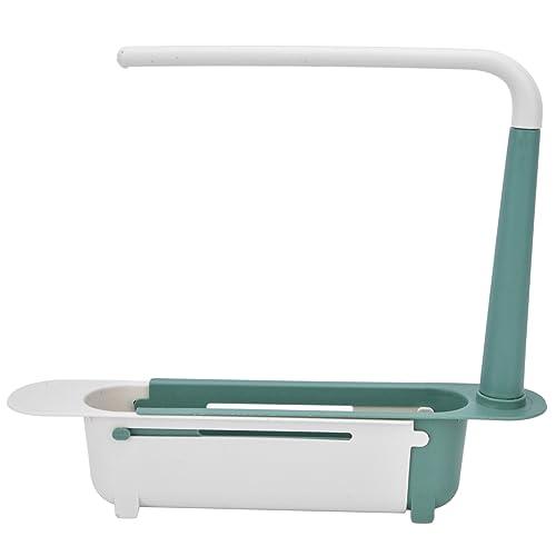 Cyrank Estante expandible para Almacenamiento de Fregadero, escurridor Ajustable Bandeja de Fregadero Soporte de jabón de Esponja, Soporte para Telescópico Organizador Extensible(Verde)