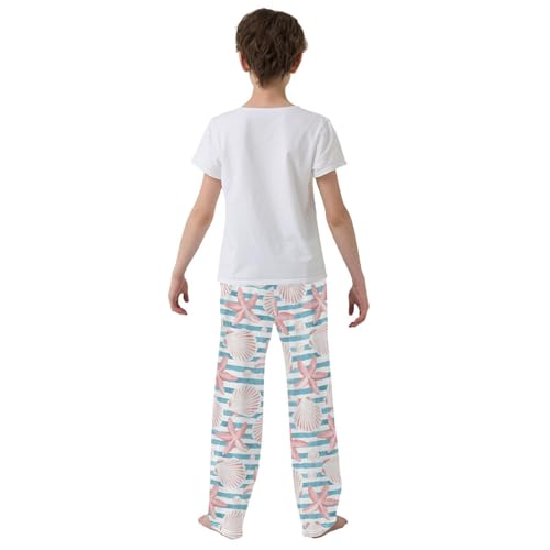 ZZKKO Seashells Starfish Striped Boys Pants for Kids Jogger Pants with Pockets S-XL3