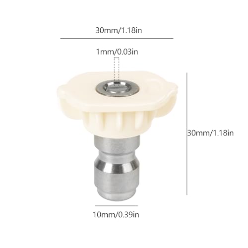 Image of Larcele 40 Degree Pressure Washer Spray Nozzle Tip, 1 /4 Quick Connect PZ-01 | Replacement Sprayer Nozzle Tips for Pressure Washers Accessories, 4,500 PSI, Stainless Steel,5 Pack (White)