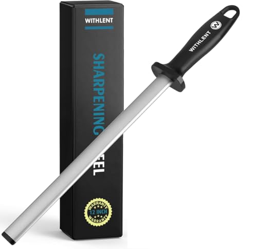 Diamond Sharpening Steel - 12 inch Knife Sharpener for Master Chef, Ideal for Kitchen Knife, Cooking Knife, Butchers and Japanese Knife, Home Gourmet Blade Sharpening Stick