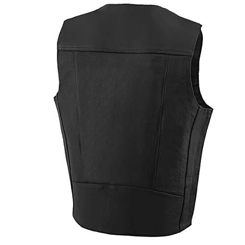 Milwaukee Leather ML1368 Colete masculino clássico de couro preto com botões de níquel búfalo - 56