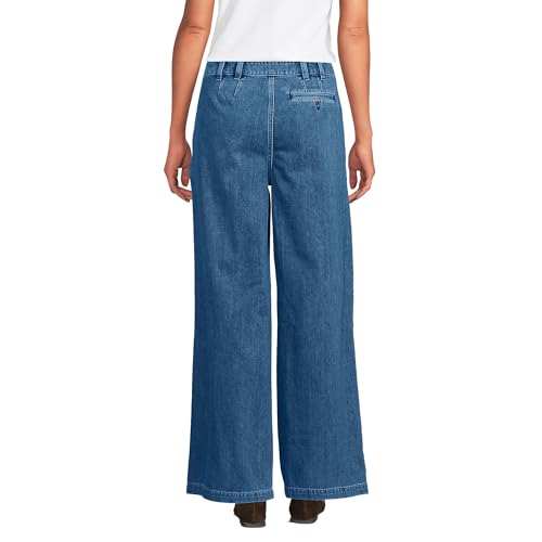 Lands' End Women's Lightweight Denim Mid Rise Pleated Slouchy Jeans2