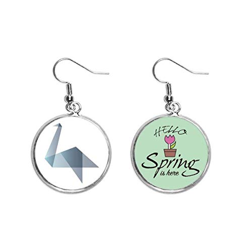 Pendientes de pato origami en estilo geométrico abstracto para primavera
