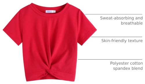 Image of Arshiner Girls Casual Tie Dye Short-Sleeve T-Shirt Cute Print Summer Blouse for Girls Twist Front Tunic Tee Tops