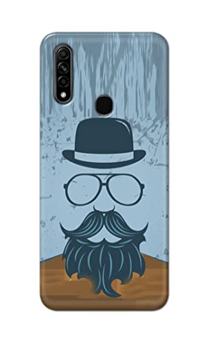 Image of PRINTFIDAA Mustache Beard and Hairstyle Hipster in Glasses Printed Designer Hard Case for Oppo A31 (2020) / Oppo A8 Back Cover -(e) RPM1002