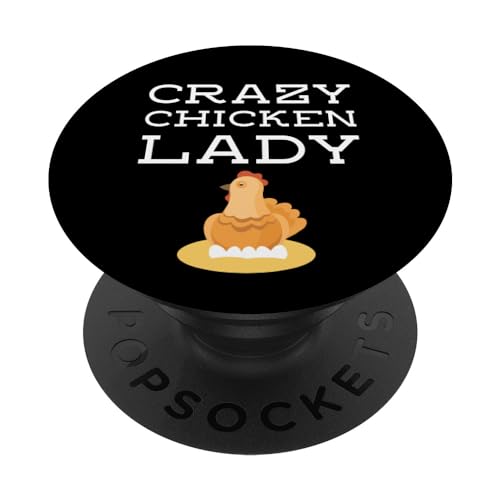 Crazy Chicken Lady Owner Womens Girl Joke Saying Quote Meme PopSockets Standard PopGrip