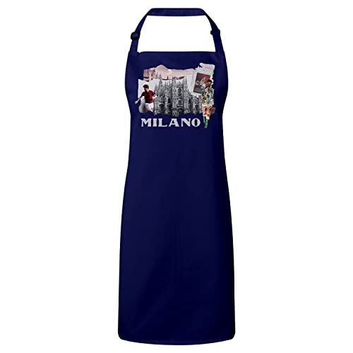 Tablier de cuisine premium bleu marine ajustable style rétro Milan Italie