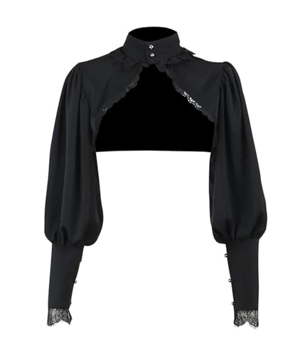 Image of Goth Bolero Shrug Women Lace Sheer Mesh Gothic Flare Sleeve Emo